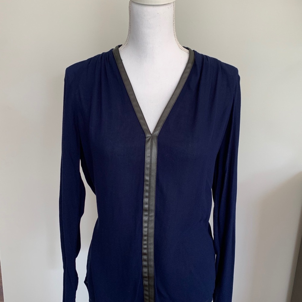 Ella Moss Faux Leather Detail Blouse
